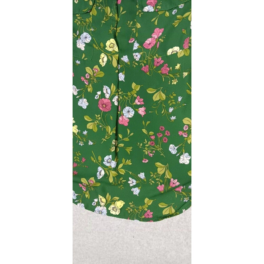 Ann Taylor Long Sleeve Blouse XLT Green Floral Bloomcore Garden Party Elegant - Picture 6 of 11